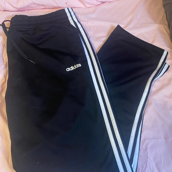 Adidas Women's Black Joggers with White Stripes - Picture 1 of 5